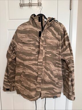 Divided Beige & Olive Camo Hooded Field Jacket
